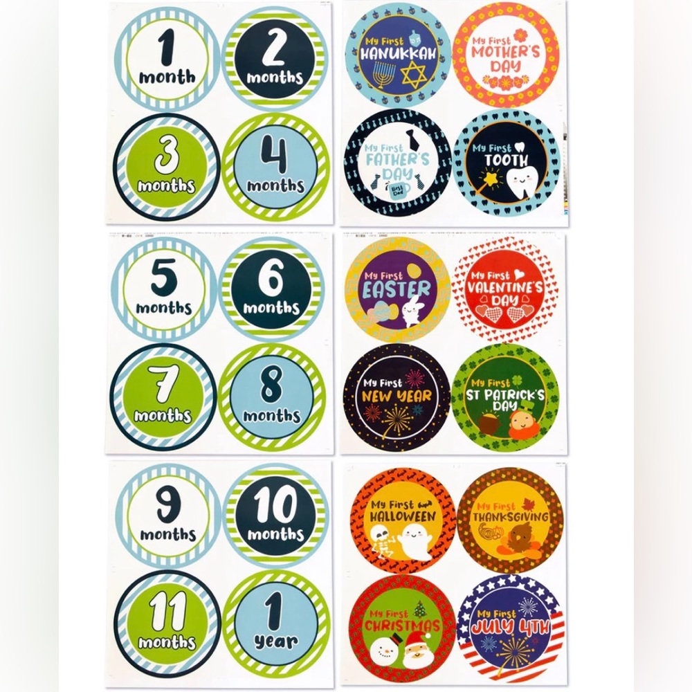 Baby milestone Newborn baby boy stickers ( 1 month - 1 year)